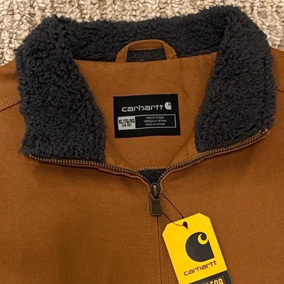 NWT Carhartt Tan Duck Canvas Work Vest with Fleece Lining - Picture 4 of 5